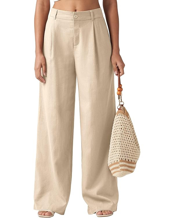Willit Women's Linen Pants Wide Leg Work Dress Pants Casual Slacks Business Pants with Pockets 29... | Amazon (US)