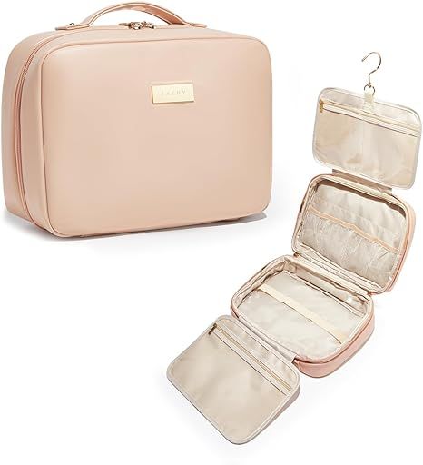 EACHY Toiletry Bag with Hanging Hook, Travel Makeup Bag PU Leather Cosmetic Bags for Women Make U... | Amazon (US)