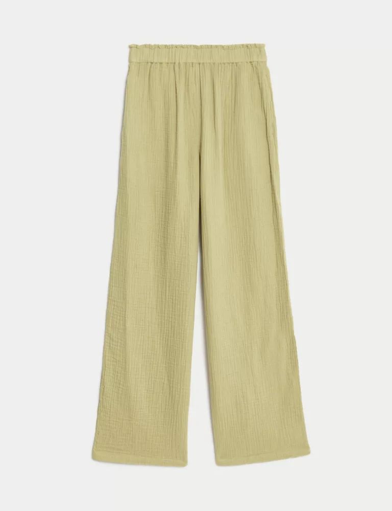 Pure Cotton Elasticated Waist Relaxed Trousers | Marks & Spencer (UK)