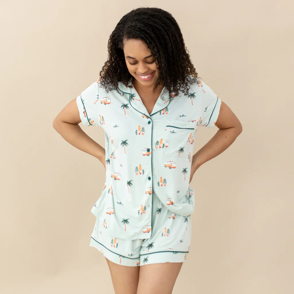 Women's Short Sleeve Pajama Set in Dew Surf | Kyte Baby