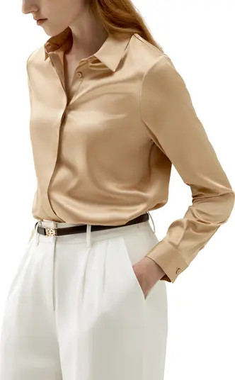 Basic Concealed Placket Silk Shirt | Nordstrom