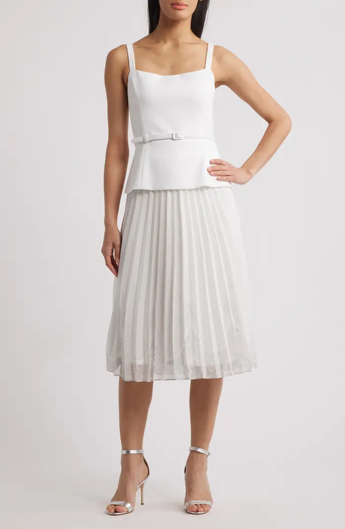 Mix Media Sleeveless Midi Dress | Nordstrom