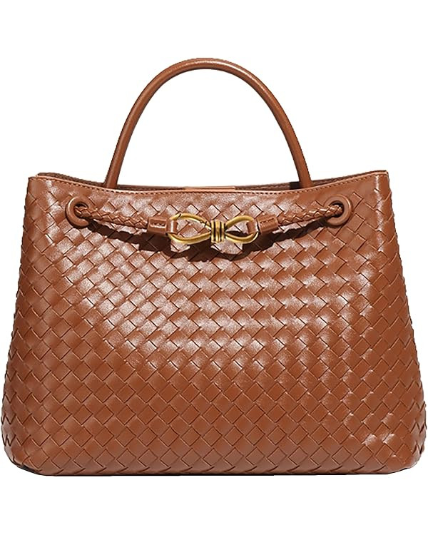 Woven Bags for Women Bowknot Small Tote Hobo Shoulder Crossbody Bags PU Leather Handwoven Satchel... | Amazon (US)