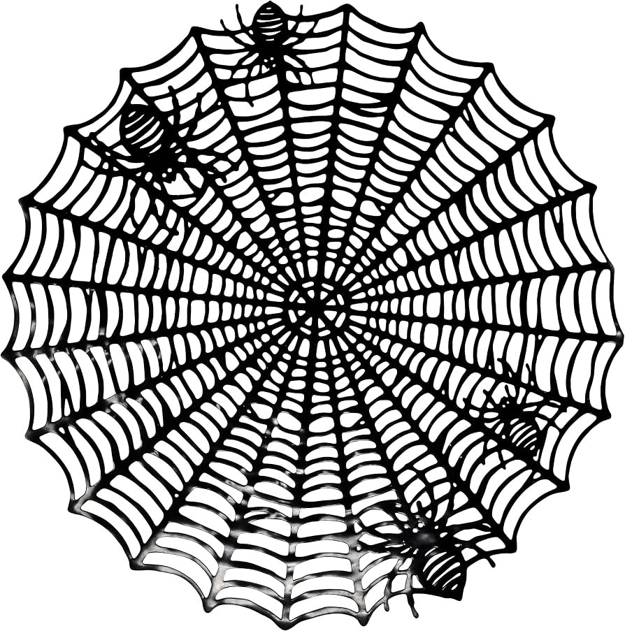 Halloween Spider Web Place Mats Set of 4 Festive Black Metallic Spiderwebs with Spiders Vinyl Tab... | Amazon (US)