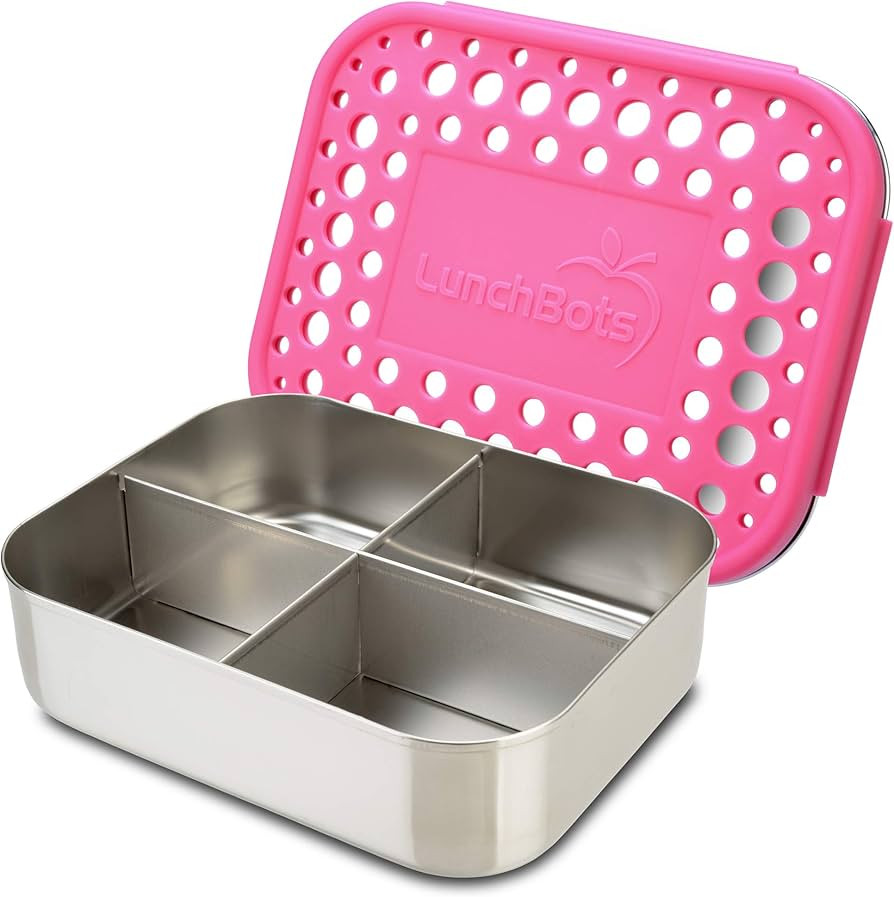 LunchBots Medium Quad Snack Container - Divided Stainless Steel Food Container - Four Sections fo... | Amazon (US)