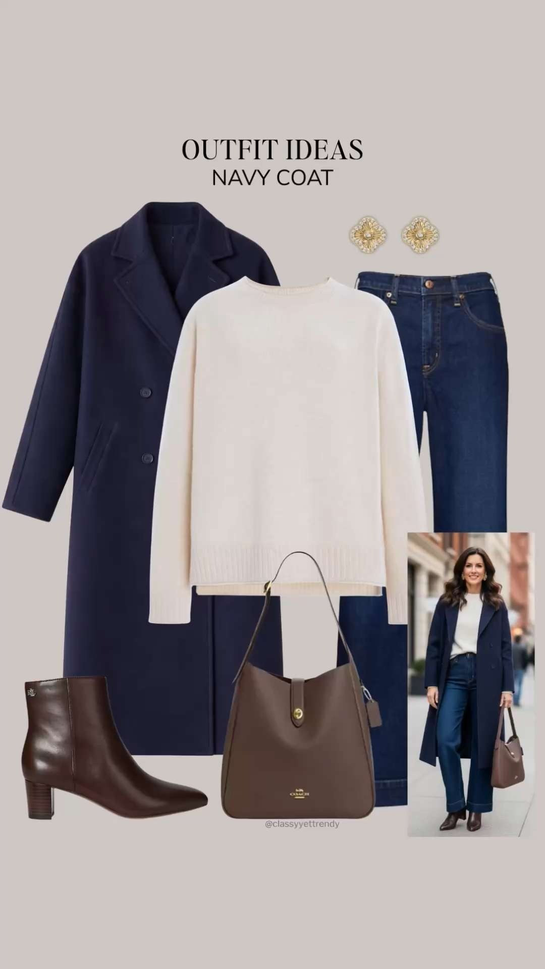 4 ways to wear a Navy Coat ✔️ Mix and match sweaters, pants, jeans, skirt, shoes and accessories to create multiple winter outfits 🎉 Elevated wardrobe staples—cool tones, deep browns, textured grey, taupe, creams and effortless layering.

#winterstyle #outfitinspiration #capsulewardrobe #everydaystyles #winteredit 

 