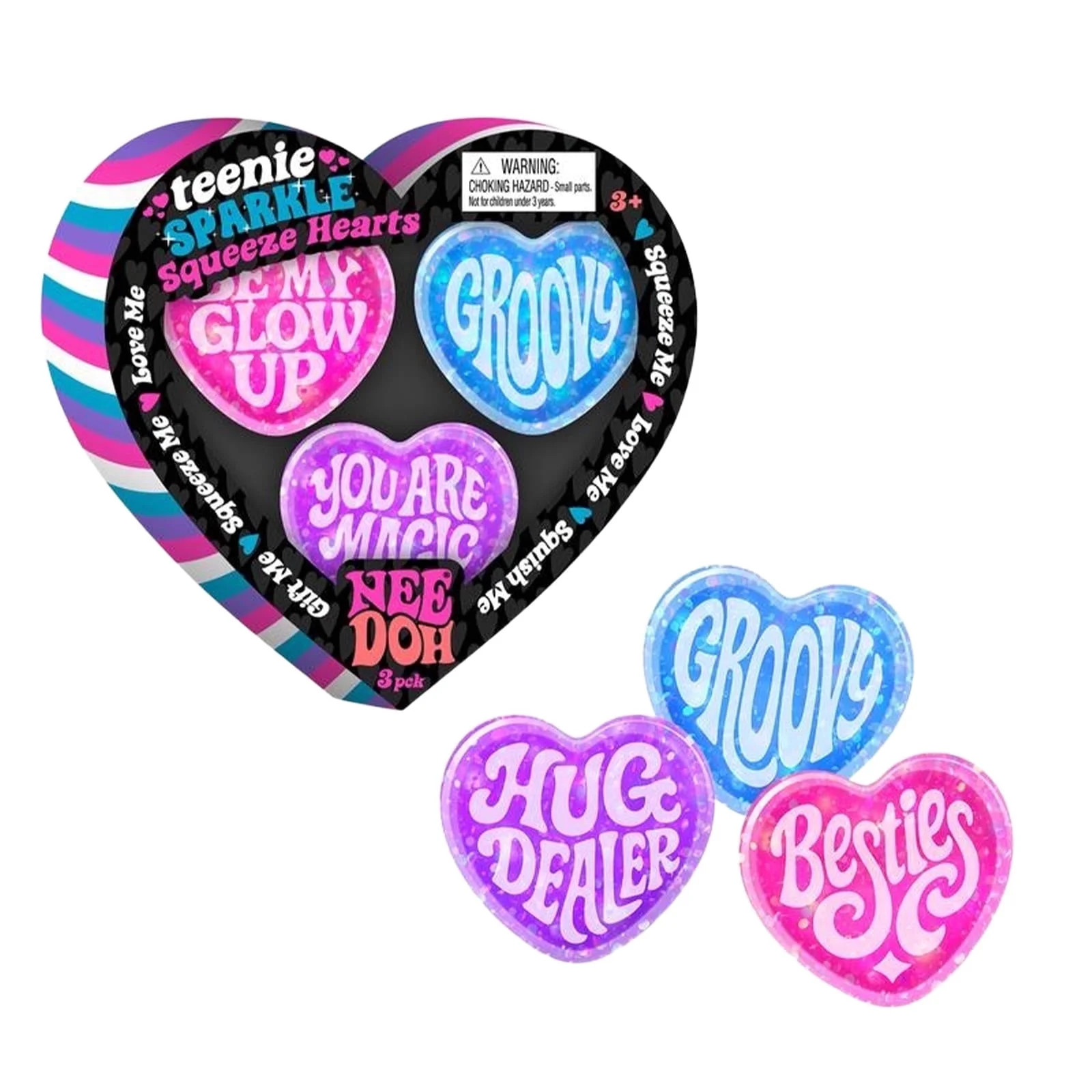 needo Valentine’s Day Heart Stress Toys, 3 Pack Heart-Shaped Squeeze Sensory Toys, Soft Slow Ri... | Walmart (US)