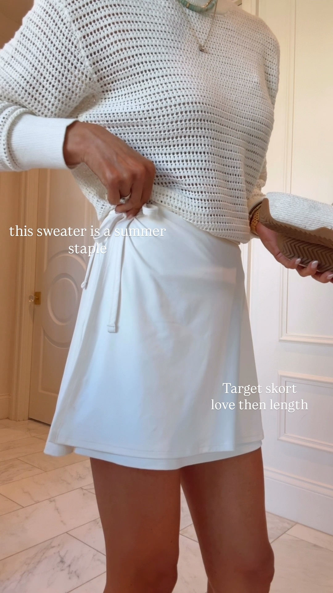 Casual summer outfit 

Target skort wearing size xs
Sweater wearing size small