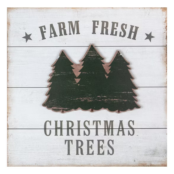 Northlight 16" White Washed Farm Fresh Christmas Trees Wooden Wall Sign | Target