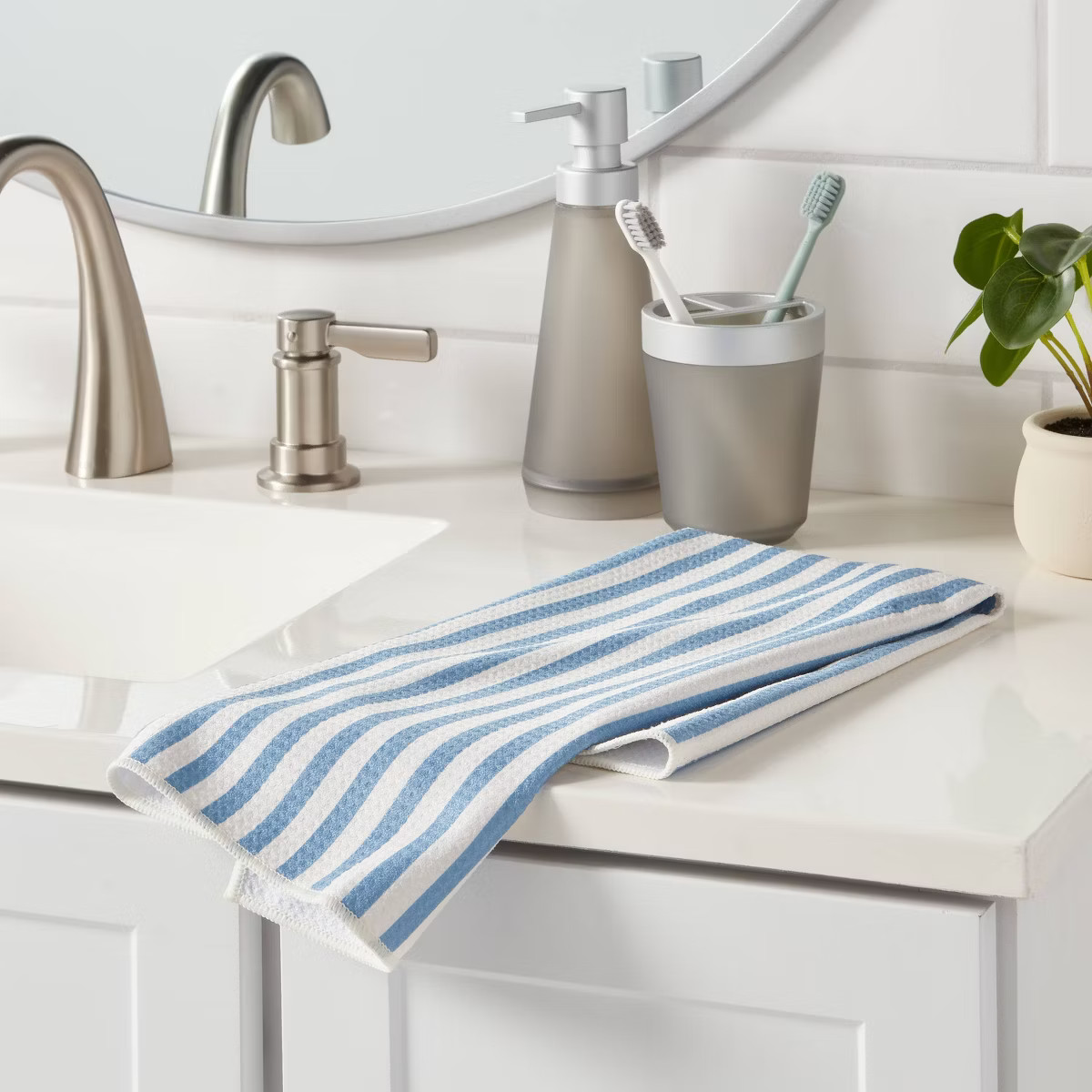 Quick Dry Striped Waffle Towel Blue - Room Essentials™ | Target