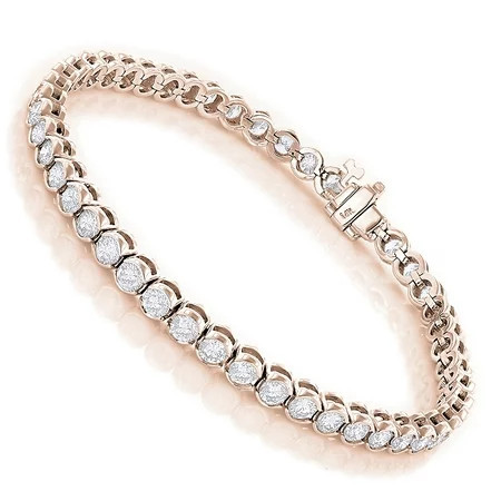 Luxurman Ladies 14K Natural 6 Ctw Diamond Tennis Bracelet With Half Bezel Setting For Her (Rose Gold) | Walmart (US)