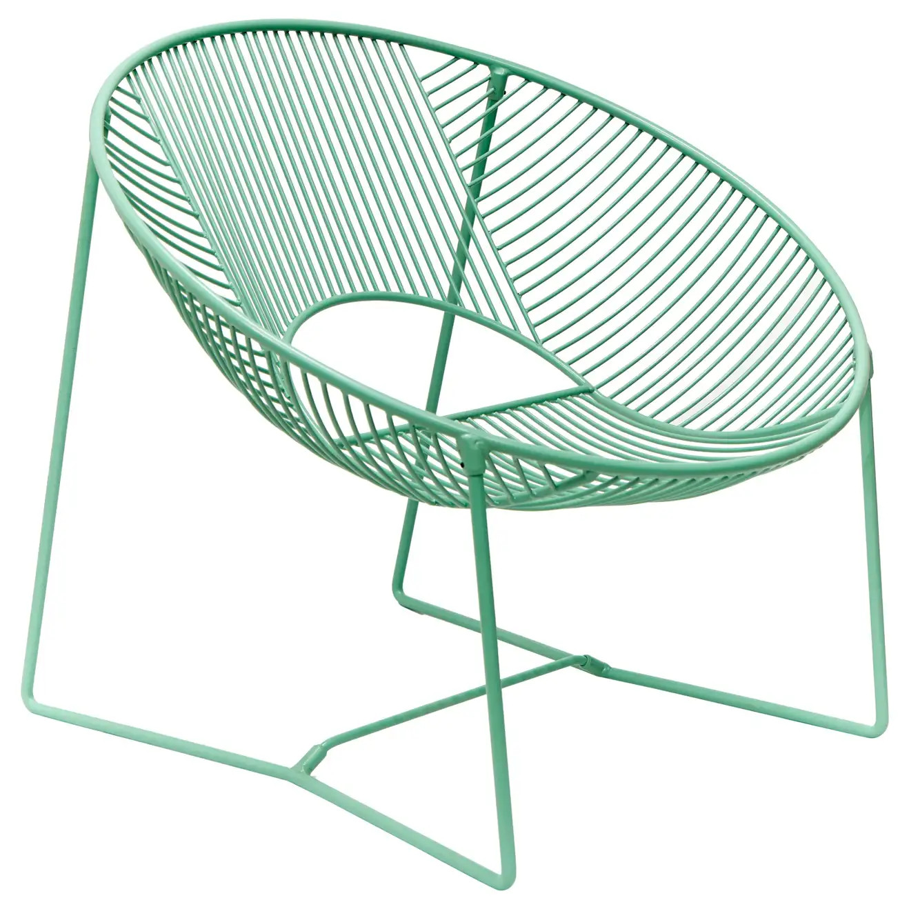 Handcrafted Green Outdoor Cali Wire Lounge Chair - Powder-Coated Steel For Sale at 1stDibs | 1stDibs
