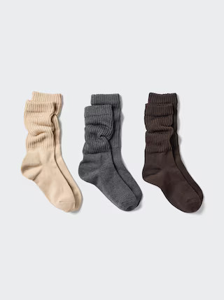 Women's Slouchy Socks 3 Pairs Beige US W 7.5-10 UNIQLO US | UNIQLO (US)