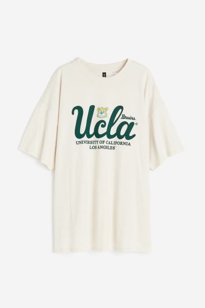 Oversized Printed T-shirt - Light beige/UCLA - Ladies | H&M US | H&M (US + CA)