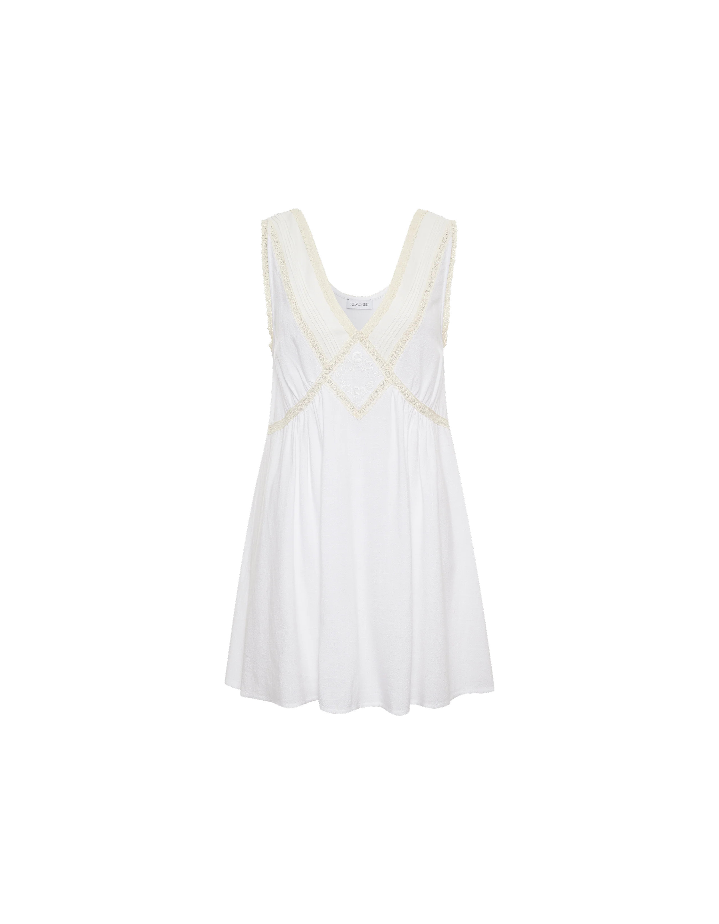 Wayside Babydoll Mini Dress | White | Rumored