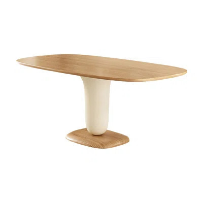 Modern Beige Oval Solid Wood Dining Table | Wayfair North America