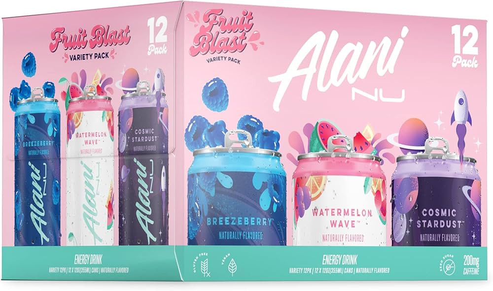 Alani Nu FRUIT BLAST VARIETY Sugar Free, Low Calorie Energy Drinks | 200mg Caffeine | Pre Workout... | Amazon (US)