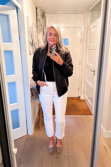 A black blouse with embroidered detailing (old Shoeby) paired with white straight jeans (old Zara) and my favorite bomber jacket. Vivaia leopard print flats  



#LTKover40 #LTKworkwear #LTKstyletip