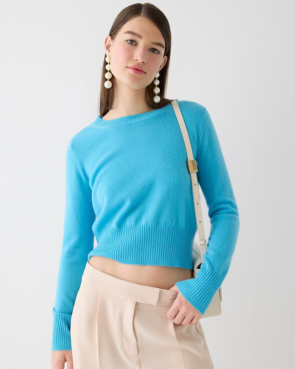 Cropped cashmere crewneck sweater | J. Crew US