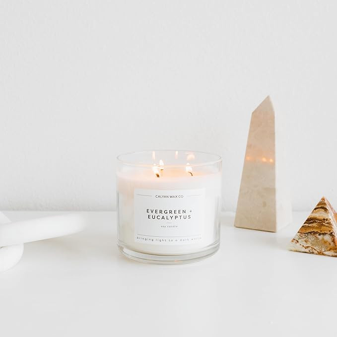 Calyan Wax Soy Wax Candle, Evergreen Eucalyptus, 3 Wick Scented Candle for The Home | Premium Can... | Amazon (US)