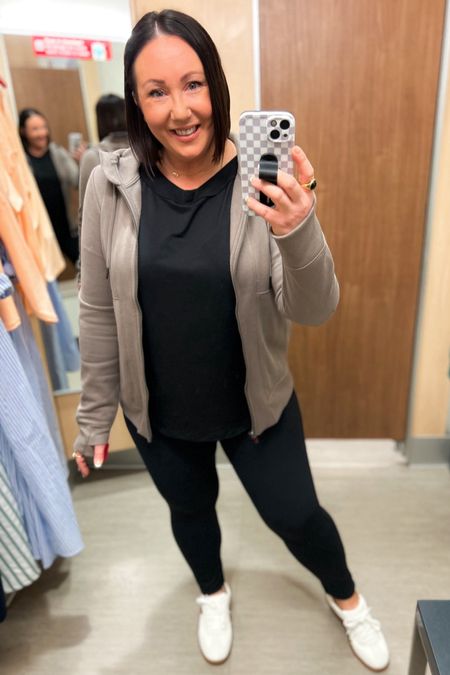 Lululemon look a-like full zip hoodies at Target!  Only $25. Wearing a large in this one but prefer an xl for more room. Medium top but prefer a large. Large leggings. Sneakers run tts  

#LTKmidsize #LTKSeasonal #LTKfindsunder50