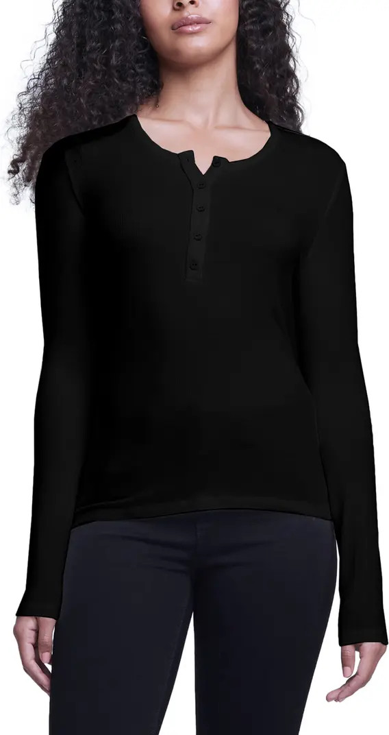 L'AGENCE Faith Long Sleeve Henley | Nordstrom | Nordstrom