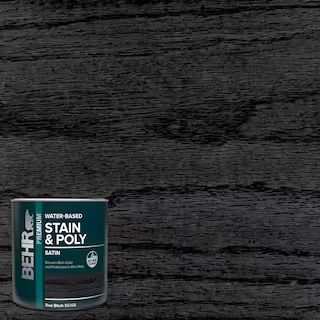 BEHR 1 qt. TIS-083 True Black Satin Semi-Transparent Water-Based Interior Wood Stain and Poly in ... | The Home Depot