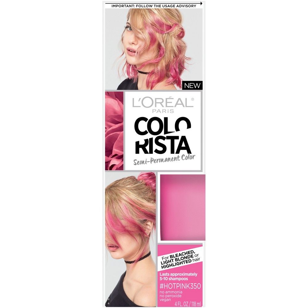 L'Oreal Paris Colorista Semi-Permanent for Light Blonde or Bleached Hair HotPink - 4 fl oz | Target