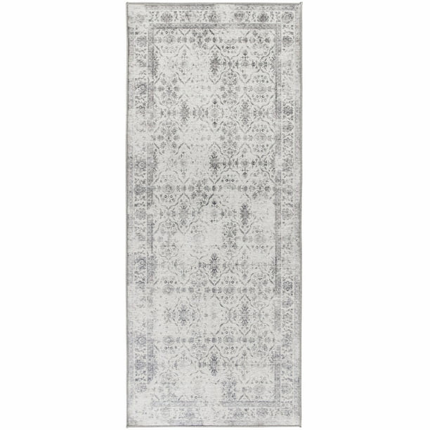 ReaLife Rugs Machine Washable Printed Vintage Distressed Trellis Ivory-Gray Eco-friendly Recycled... | Walmart (US)