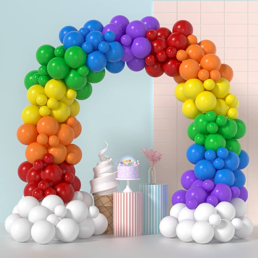 Rainbow Balloons Arch Kit - 175 Pcs Colorful Balloons for Rainbow Party Decoration | Amazon (US)