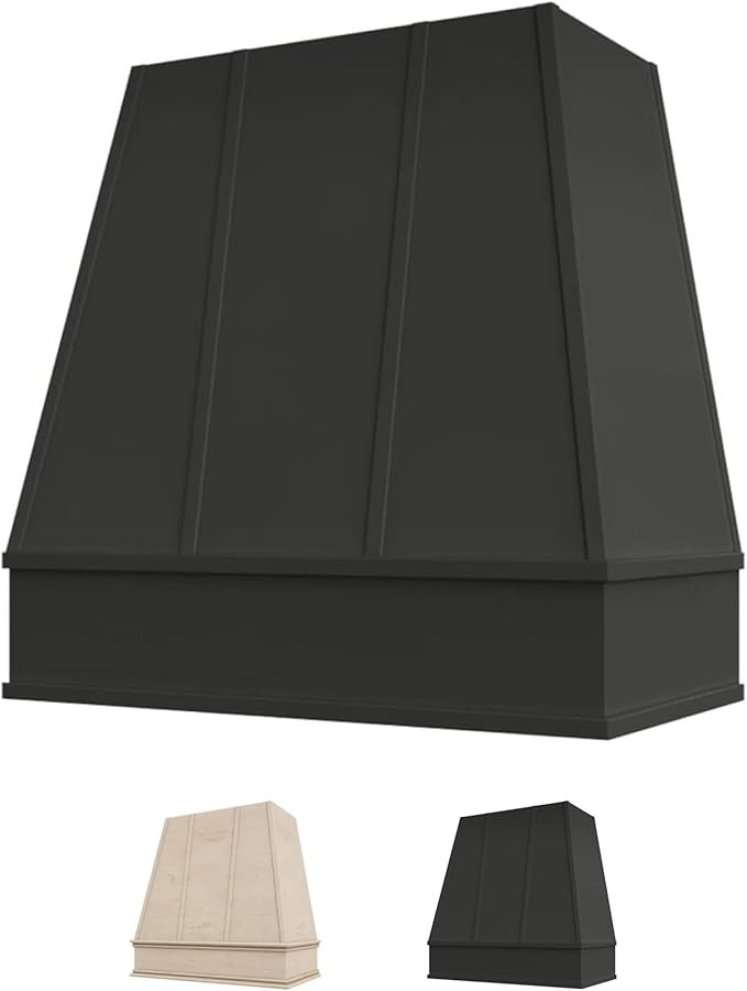 Riley & Higgs Tapered Front Black Range Hood Cover With Decorative Molding - Wall Mounted Wood Ra... | Amazon (US)