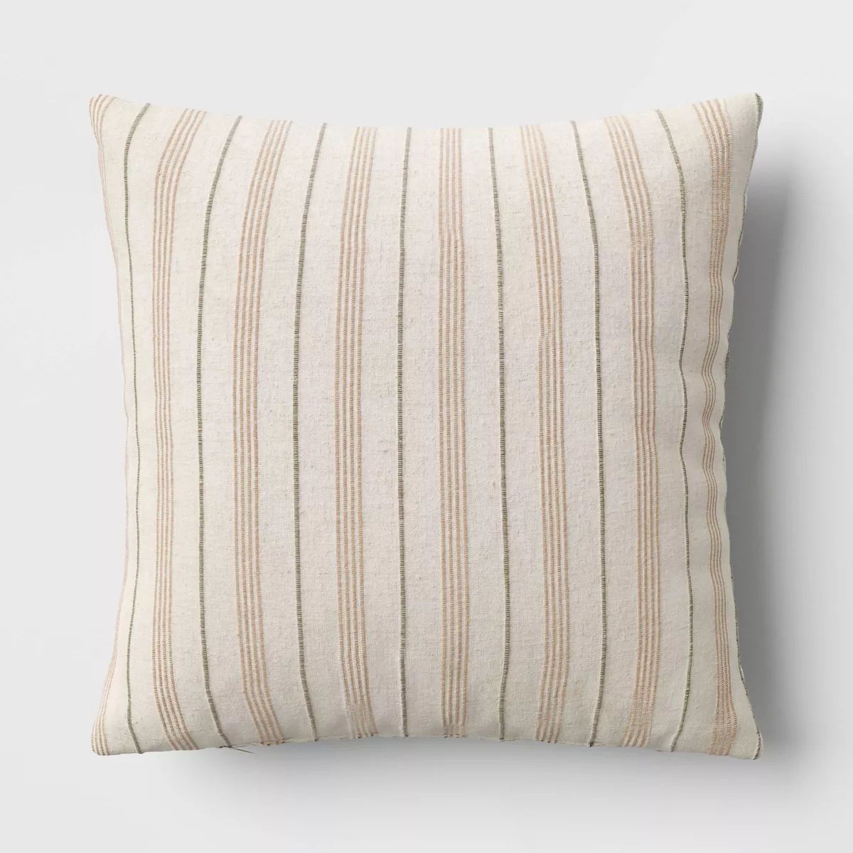 Cotton Flax Woven Striped Square Throw Pillow Beige - Threshold™ | Target