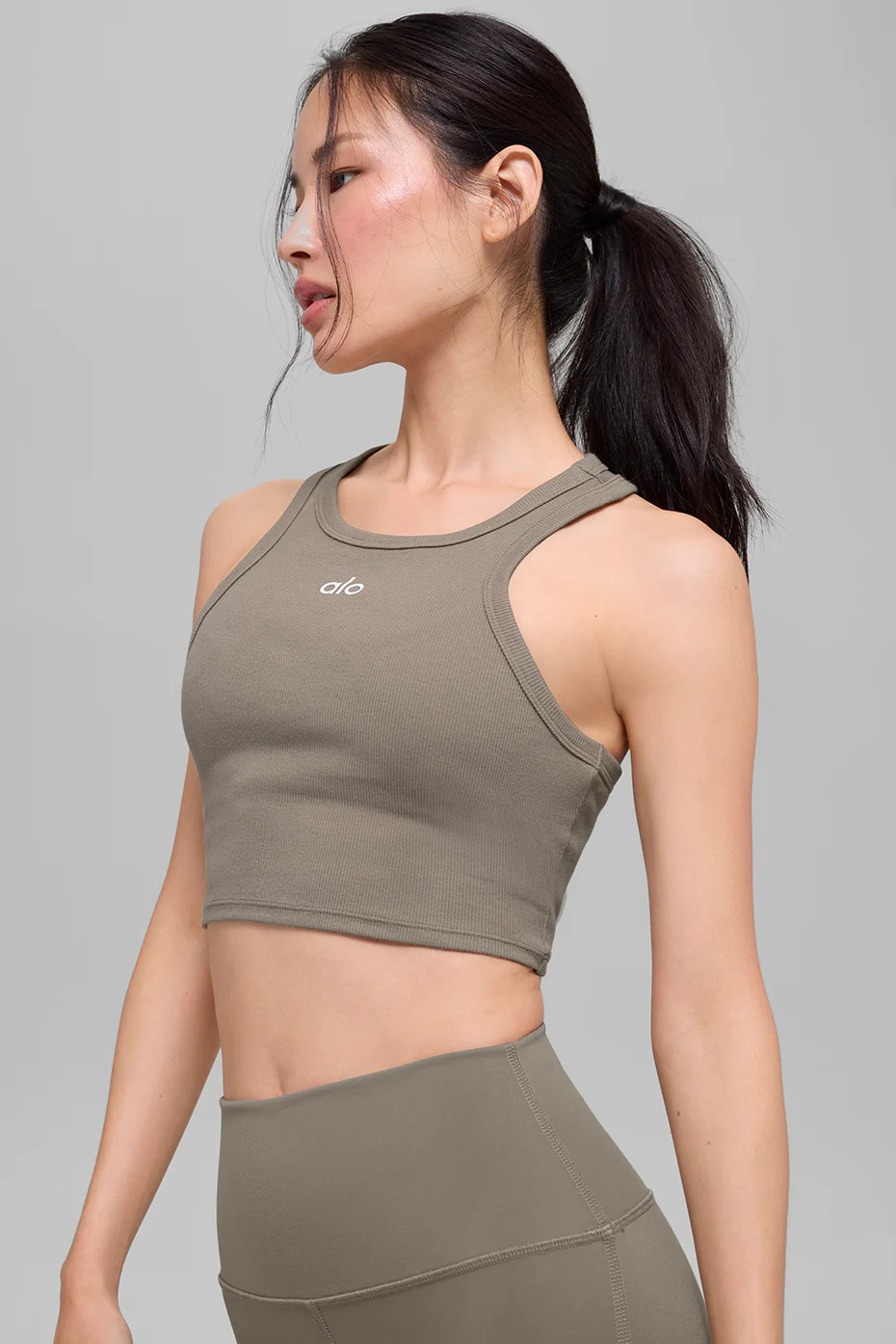 ALO | Aspire Tank Top in Light Cocoa/White Brown, Size: Medium | Alo Yoga (US)