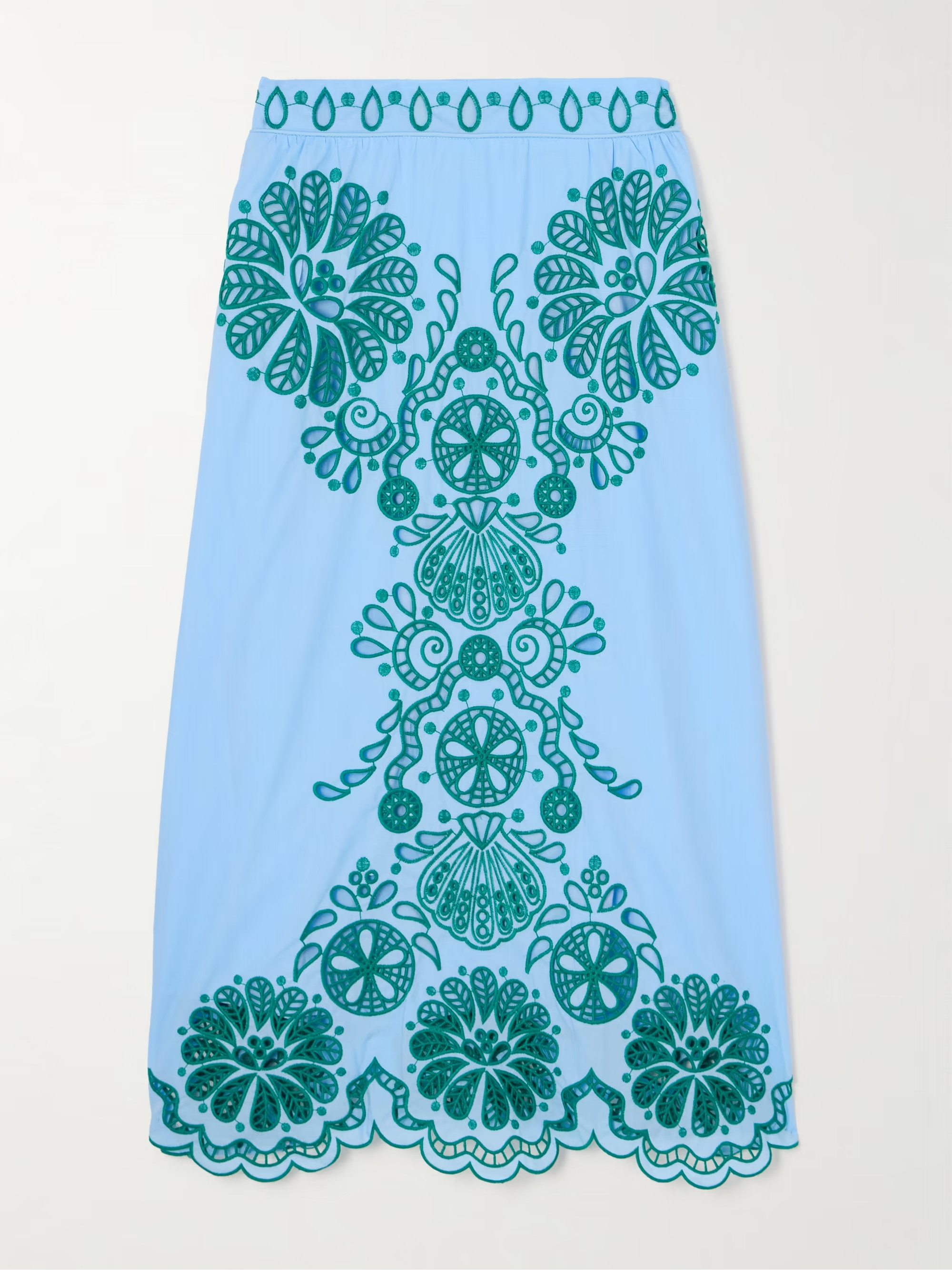 Broderie anglaise cotton-poplin midi skirt | NET-A-PORTER (US)