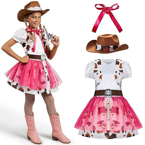 Spooktacular Creations Halloween Cowgirl Costume for Girls, Toddler White Cowgirl Dress Outfit with Western Hat for Kids Dress-Up, Cosplay and Themed Party (Medium, 8-10 yrs) | Amazon (US)
