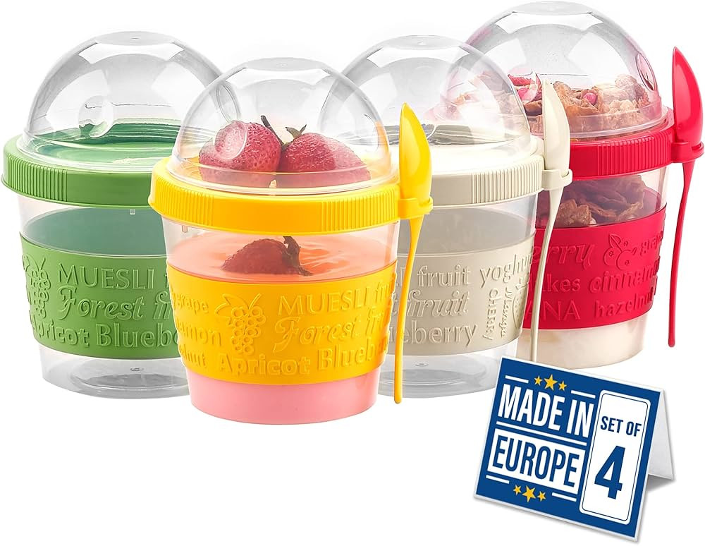 Crystalia Yogurt Parfait Cups with Lids, Mini Breakfast On the Go Plastic Bowls with Topping Cere... | Amazon (US)