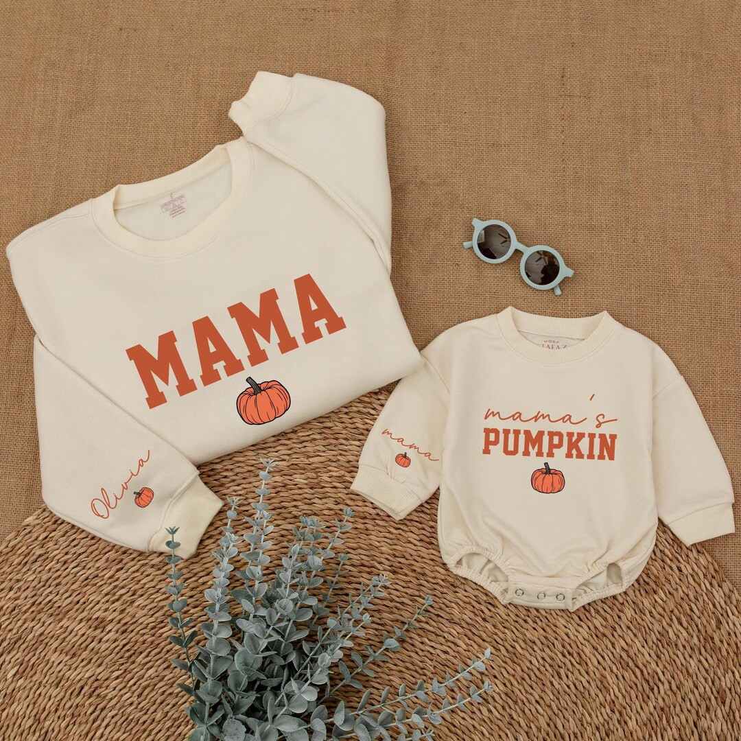 Mama and Mama's Pumpkin Sweatshirt Romper, Mommy and Me Sweater, My First Thanksgiving, Matching ... | Etsy (US)