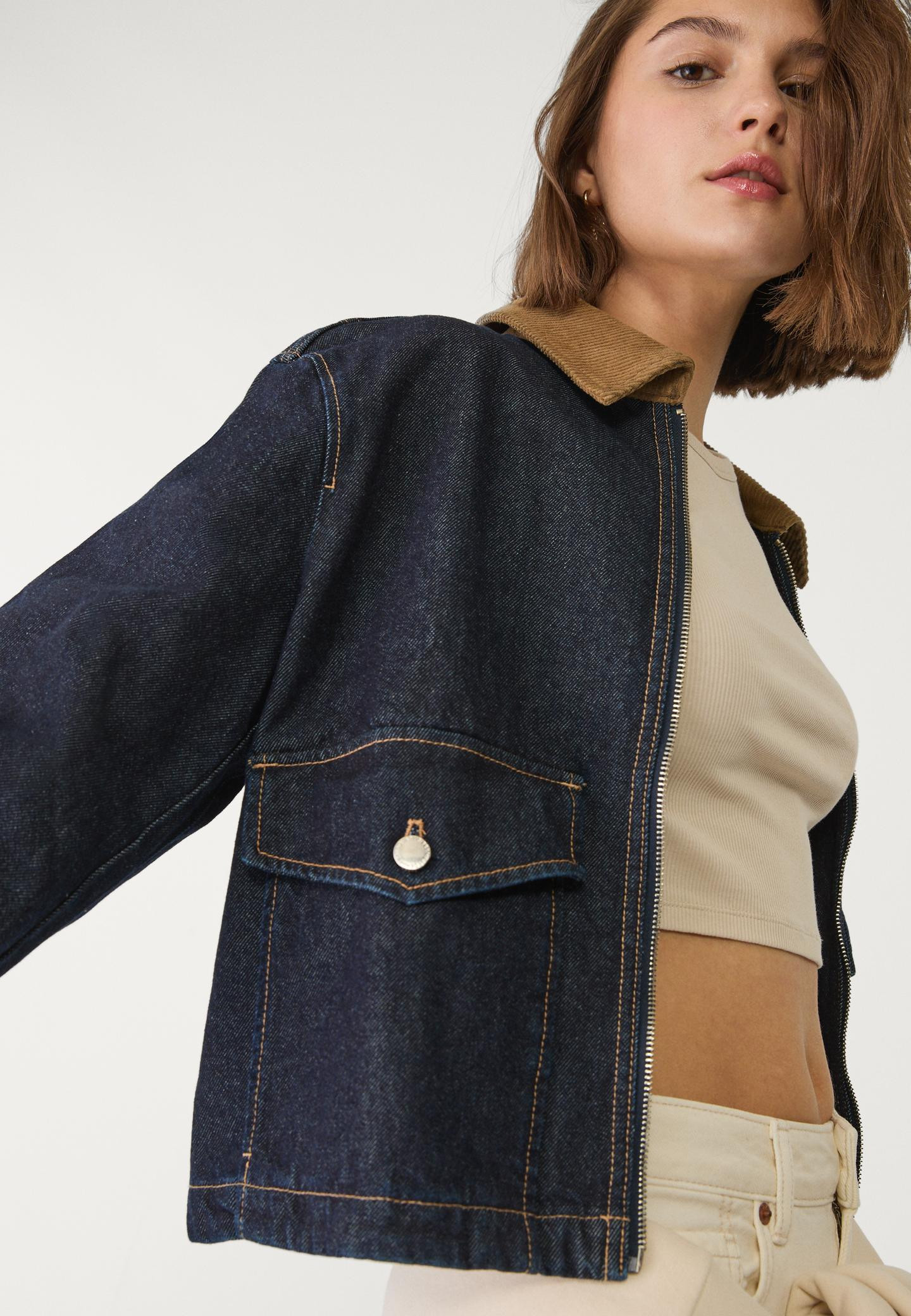 Corduroy denim jacket | Stradivarius (UK)