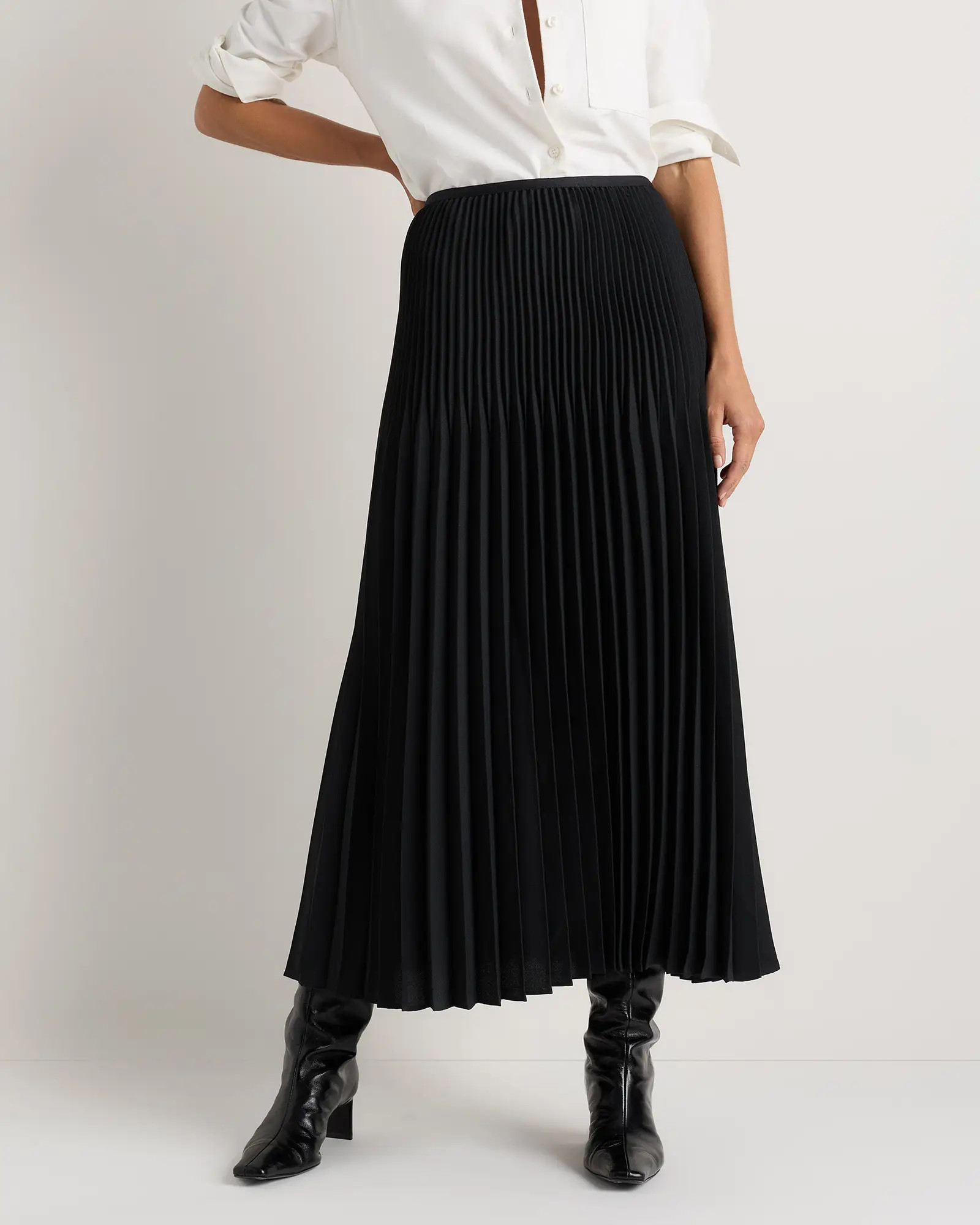 Pleated Matte Midi Skirt | Quince