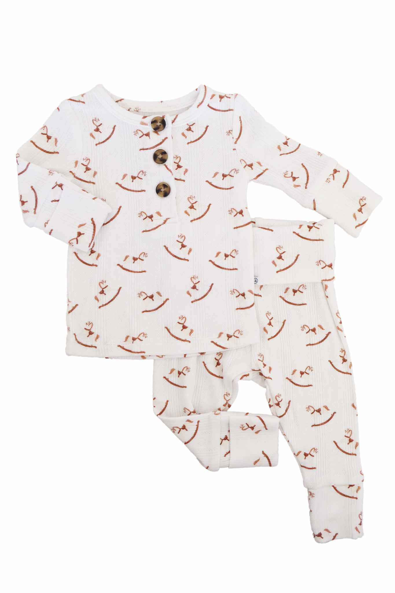 2pc Pointelle Button Top & Bottom | Rock-A-Bye | Caden Lane