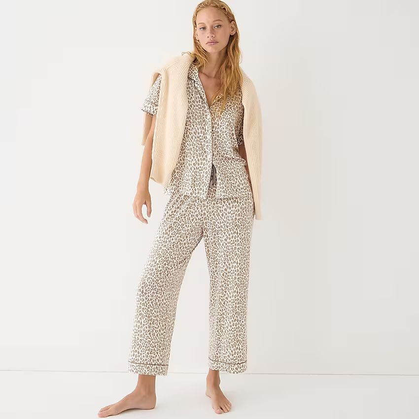 Eco dreamiest short-sleeve pajama set in leopard print | J.Crew US