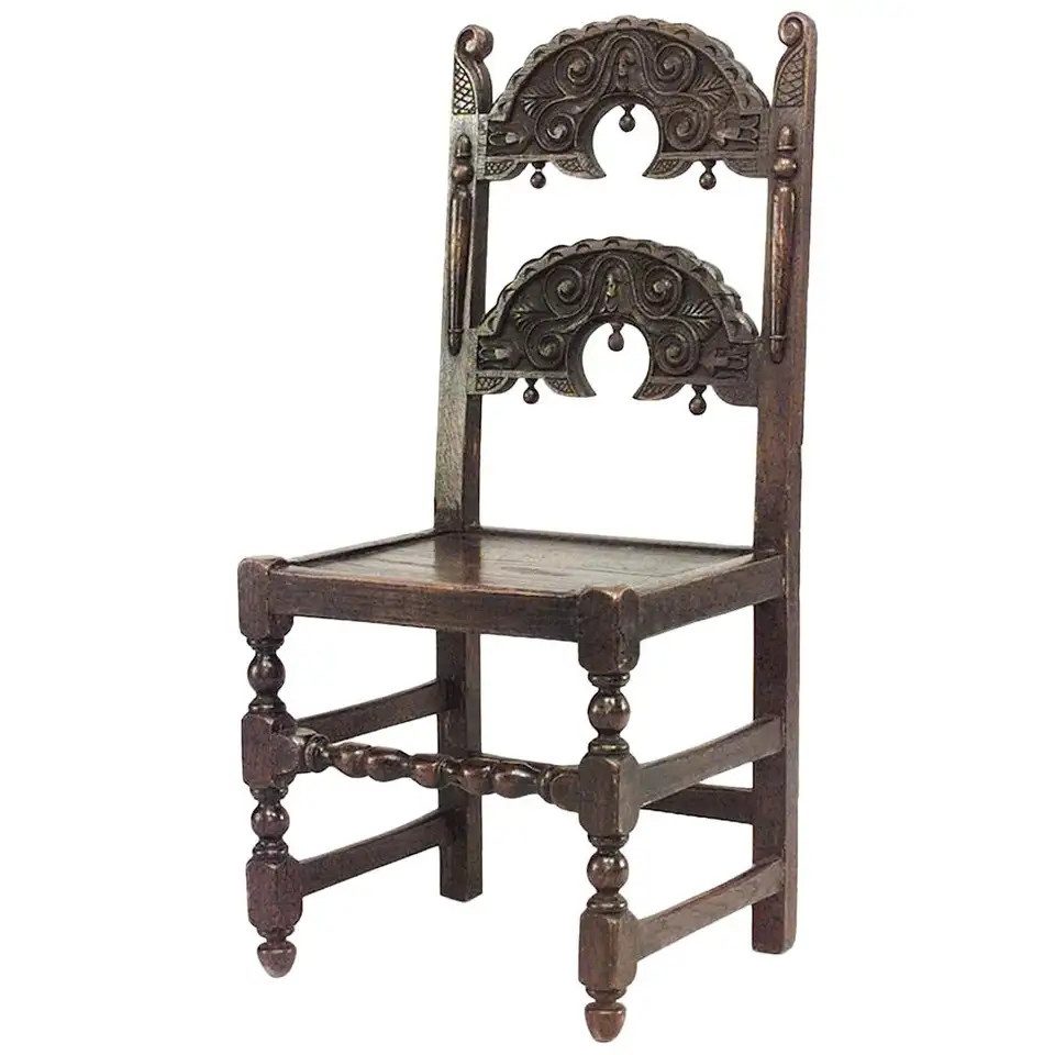 Set of 4 English Charles II "Derbyshire" Side Chairs | 1stDibs