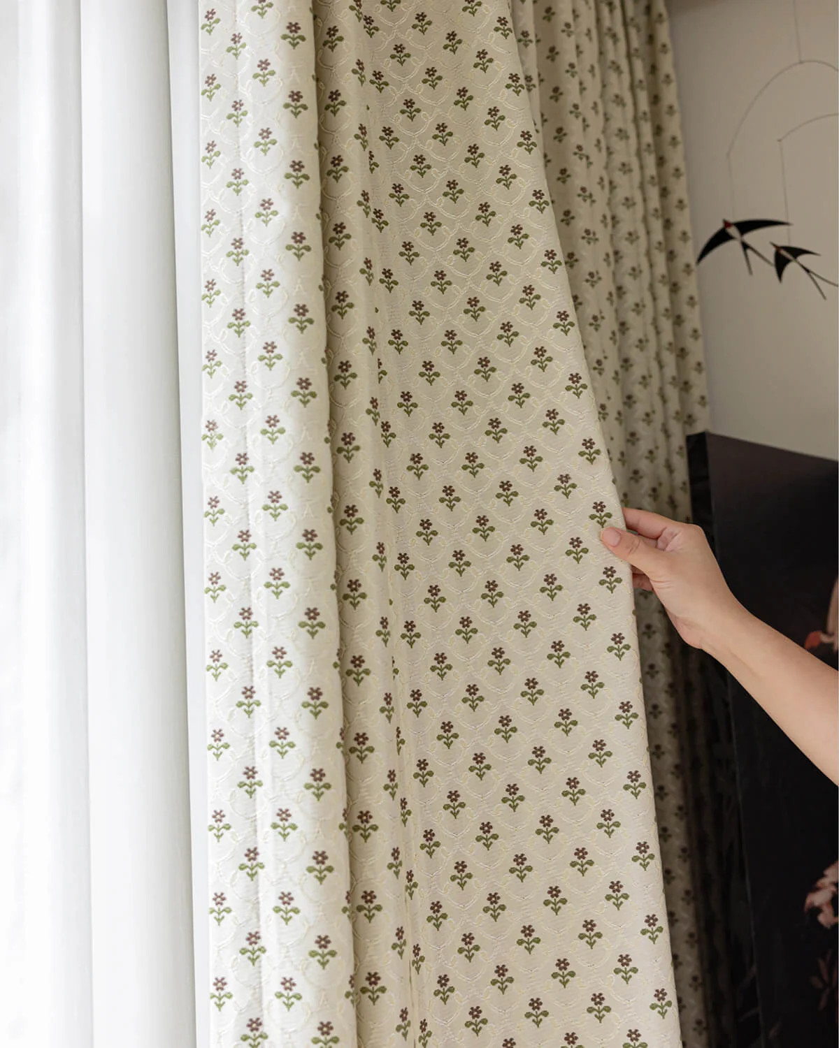 Aurelia Jacquard Floral Pinch Pleated Curtains | THREE GIRLS | Three Girls Curtains