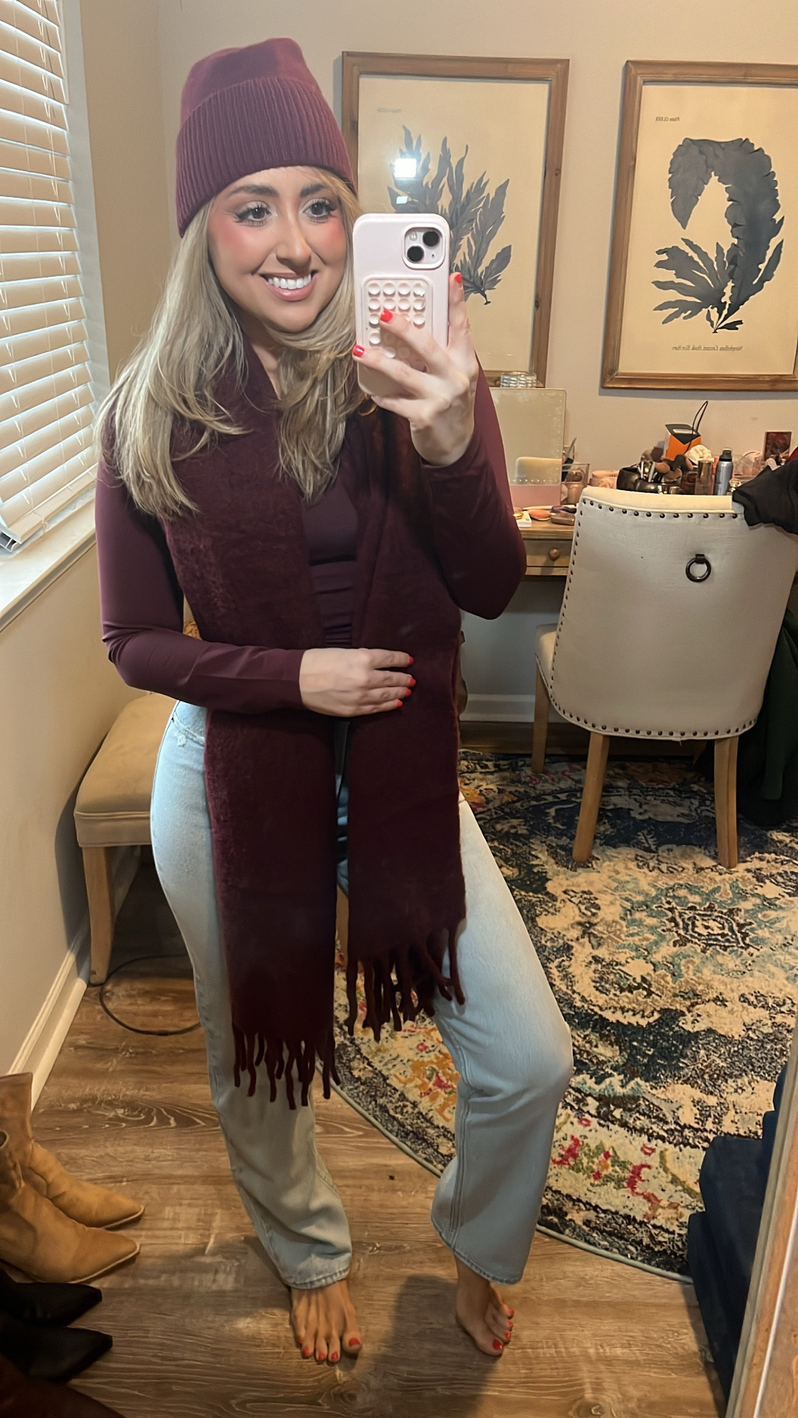 Love a good matching moment! Aritzia sumac burgundy color has my heart!! 

Also love these 90s straight Abercrombie jeans. Size 27  

#LTKGiftGuide #LTKHoliday #LTKSeasonal