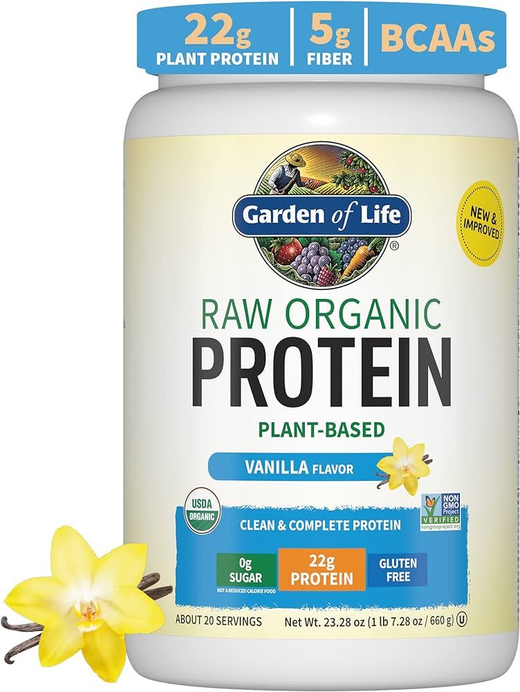 Organic Vegan Vanilla Protein Powder - Garden of Life – 22g Complete Plant Based Raw Protein & ... | Amazon (US)