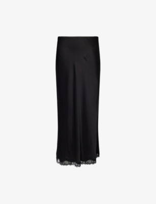 Stassie Lace-Hem Satin Midi Skirt | Selfridges