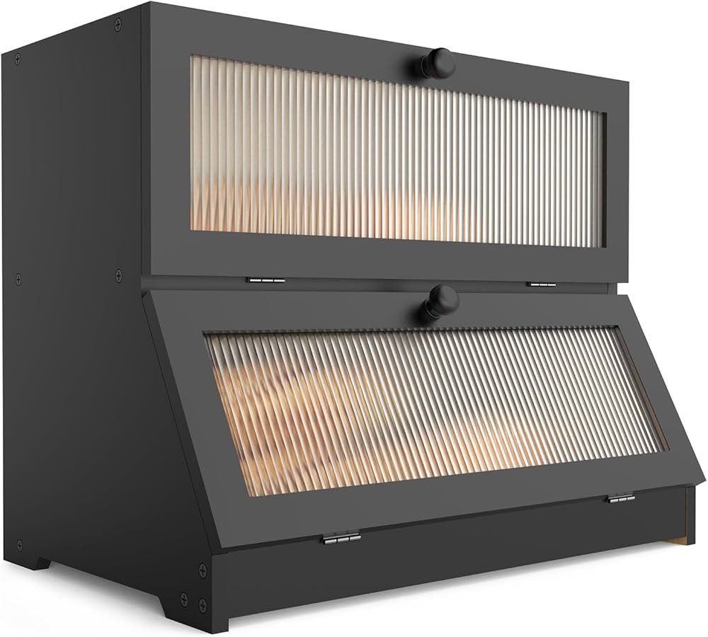 Double Layer Bamboo Bread Box for Kitchen Counter-Large Capacity Bread Storage Container Farmhous... | Amazon (US)