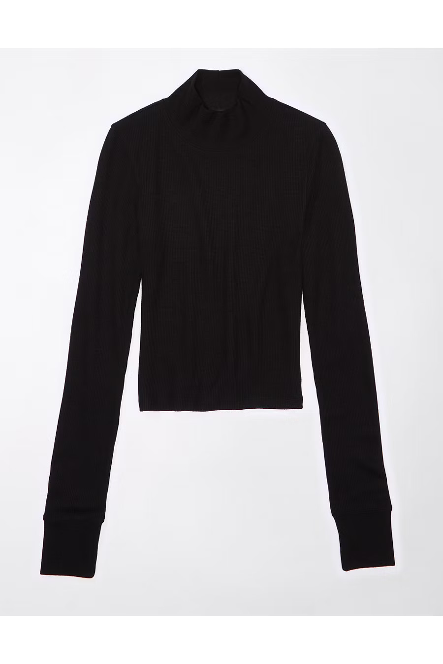 AE Long-Sleeve Cropped Hey Baby Mock Neck Tee | American Eagle Outfitters (US & CA)