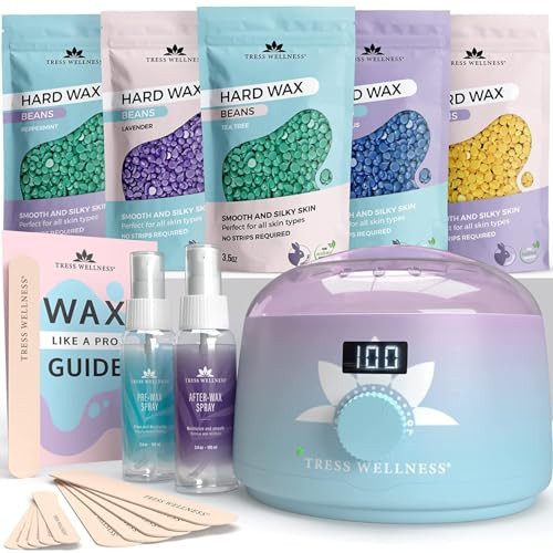 Tress Wellness Waxing Kit for Brazilian Wax - Easy to Use - For Sensitive Skin - Digital Display, Teal to Purple | Amazon (US)