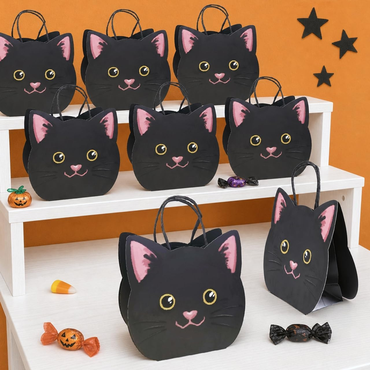 Cheerland Black Cat Birthday Decorations Black Cat Gift Bags Halloween Themed Witch Goodie Bags Party Favors Treat Bag Summerween Witchy Accessory Party Decoration Cute Kitten Gift Supplies 8 Pcs | Amazon (US)